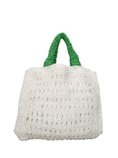 Borsa Tennis Club in rafia DE SIENA | 1008OFF WHITE-VERDE